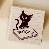 【Ob1toy】貓咪櫸木印章系列 素描本與貓