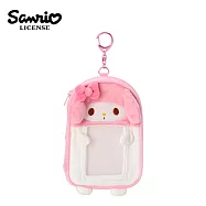 【日本正版授權】三麗鷗 絨毛造型 小卡立牌收納包 - 美樂蒂