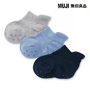 【MUJI 無印良品】幼兒淺口直角襪三雙組11-15cm 藍色