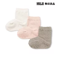 【MUJI 無印良品】幼兒直角襪三雙組11-15cm 淺粉
