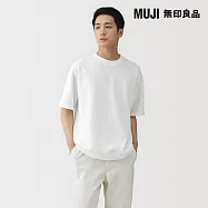 【MUJI 無印良品】男抗UV速乾鬆餅紋圓領短袖T恤 L 柔白