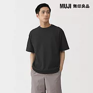 【MUJI 無印良品】男抗UV速乾鬆餅紋圓領短袖T恤 XL 黑色