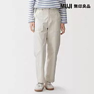 【MUJI 無印良品】女水洗緞背工作褲 XL 象牙白