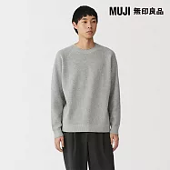 【MUJI 無印良品】男可水洗鬆餅紋圓領針織衫 S 灰色