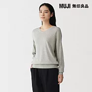 【MUJI 無印良品】女大豆纖維V領針織衫 M 灰色