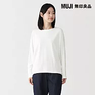 【MUJI 無印良品】女柔滑天竺圓領長袖套衫 S 柔白