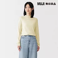 【MUJI 無印良品】女柔滑天竺透明感半高領針織衫 M 淺黃