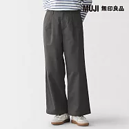 【MUJI 無印良品】女節紗綾織打褶寬版褲 L 深灰