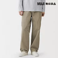 【MUJI 無印良品】男成品染製寬版舒適長褲 S 米色