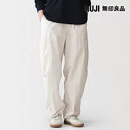 【MUJI 無印良品】女撥水加工多用途舒適寬版褲 S 柔白