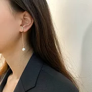 【HandStyle】耳環 法式復古不對稱長款珍珠耳骨夾耳環(04030)