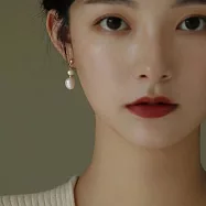 【HandStyle】夾式耳環 法式復古巴洛克珍珠蚊香盤耳夾(35030)