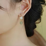 【HandStyle】耳環 中式古典和田玉山茶花垂墜耳針耳環(48050)