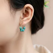 【HandStyle】耳環 波西米亞風綠松石圓珠半圈耳針耳環(14020)