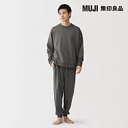 【MUJI 無印良品】男棉裏毛長袖家居睡衣 M 墨灰
