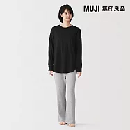 【MUJI 無印良品】女柔滑雙層織長袖家居睡衣 XL 黑色
