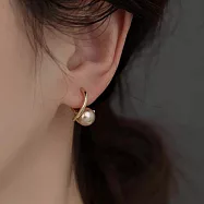 【HandStyle】耳環 知性優雅流動金屬珍珠包覆耳扣耳環(04025) _香檳金