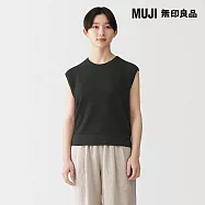 【MUJI 無印良品】女強撚鏤空編織無袖針織衫 S 深灰