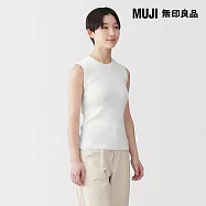 【MUJI 無印良品】女薄針織無袖針織衫 M 白色