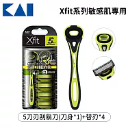【貝印】Xfit系列敏感肌專用 5刀刃刮鬍刀+4個替刃
