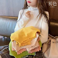 【初色】休閒風純色半高領木耳邊造型長袖打底上衣女上衣-共5色-16826(M-2XL可選) M 白色