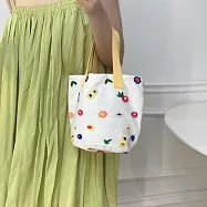 【HandStyle】便當袋 刺繡小花草莓帆布野餐便當手提袋(73050) _多色花朵