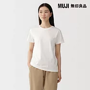 【MUJI 無印良品】女天竺圓領短袖T恤 S 白色