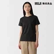 【MUJI 無印良品】女天竺圓領短袖T恤 L 黑色