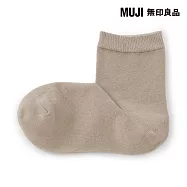【MUJI 無印良品】女足口柔軟舒適直角短襪23-25cm 淡棕