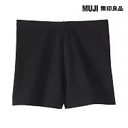 【MUJI 無印良品】女彈性天竺一分褲 L 黑色
