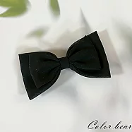 【卡樂熊】韓版簡約銀絲紋造型彈簧夾/髮夾- 黑色