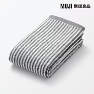 【MUJI 無印良品】棉圈絨雙線織直紋面用巾 /墨灰直紋