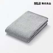 【MUJI 無印良品】棉圈絨雙線織直紋小浴巾 /墨灰直紋