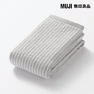 【MUJI 無印良品】棉圈絨雙線織直紋面用巾 /灰直紋