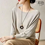 【初色】純色一字領長袖針織衫毛衣內搭打底衫T恤上衣女上衣-共10色-17038(F可選) F 卡其色