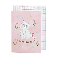 【日本Green Flash】利光春華插畫系列 生日卡片 ‧ 鬱金香貓咪