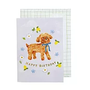 【日本Green Flash】利光春華插畫系列 生日卡片 ‧ 藍色緞帶小狗