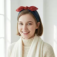 【HandStyle】髮箍 百搭氣質款蝴蝶結撞色兔耳造型髮箍(41020) _墨綠