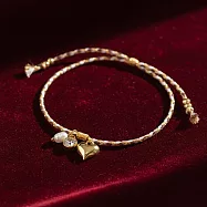 【HandStyle】手鍊 幸運五彩編織愛心珍珠水鑽開運手鍊(59020) 白色 Type A