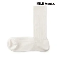 【MUJI 無印良品】男不易鬆脫羅紋直角襪25-27cm 柔白