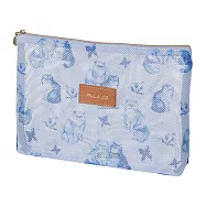 【日本Mark&rsquo;s】PAUL & JOE 網狀扁型收納袋 ‧ 水彩貓咪