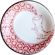【日本Awasaka】美濃燒|江戶筆墨 陶瓷小皿9cm ‧ 赤炎龍