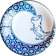 【日本Awasaka】美濃燒|江戶筆墨 陶瓷小皿9cm ‧ 青炎龍