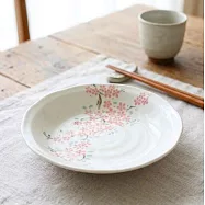 【日本野田】美濃燒|檸小花 陶瓷咖哩深盤21.5cm ‧ 粉