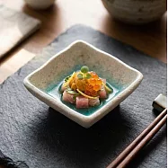 【日本野田】美濃燒|角千代口 陶瓷小碟7.3cm ‧ 藍苔茶