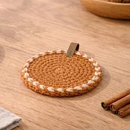 【日本TOMO】針織 手工編織 羊毛氈杯墊 ‧ 橘