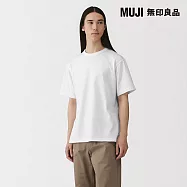 【MUJI 無印良品】男水洗粗織圓領短袖T恤 S 白色