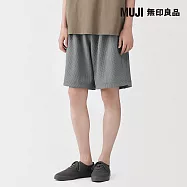 【MUJI 無印良品】男速乾鬆餅紋短褲 S 墨灰
