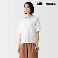 【MUJI 無印良品】女強撚天竺圓領短袖T恤 S 白色