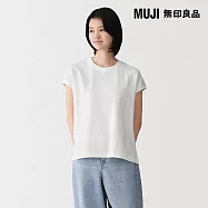 【MUJI 無印良品】女多線天竺法式袖T恤 M 白色